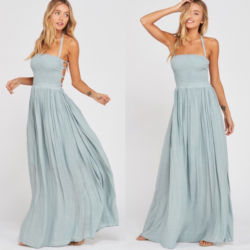 GEMMA Open Back Halter Maxi Dress - Powder blue    - Picture 2 of 2